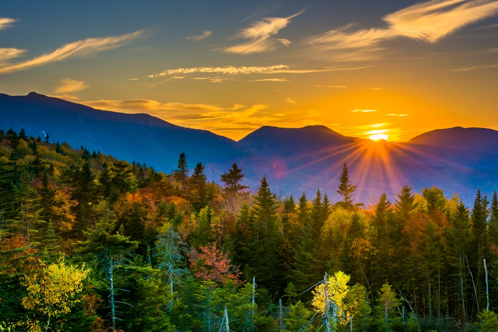 Stunning Fall foliage seen from one of these beautiful Hikes in the White Mountains