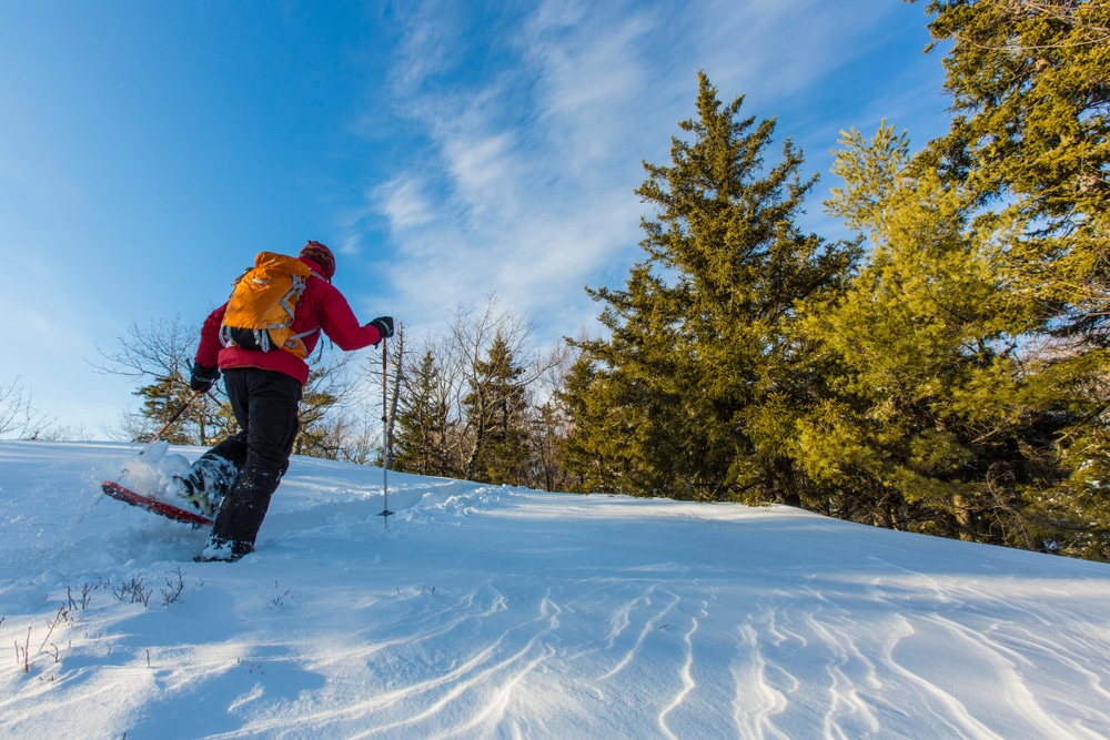 Getting outside for some snowshoeing is one of the best things to do in the white mountains this winter