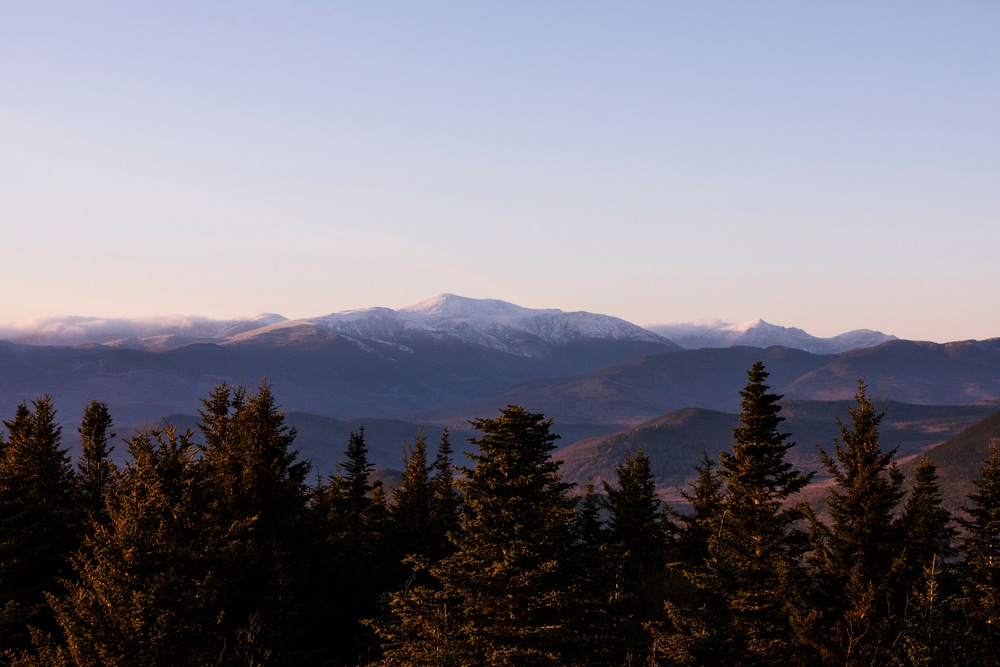 View of Mount Washington New Hampshire at sunrise