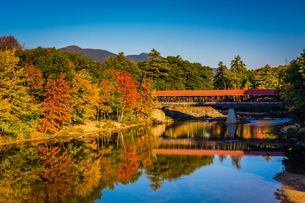 The bridge over the Saco River is one of the most scenic covered bridges in New Hampshire