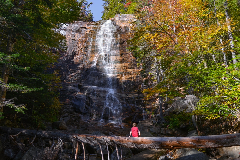 Boy overlooking Arethusa Falls in the White Mountains of New Hampshire
